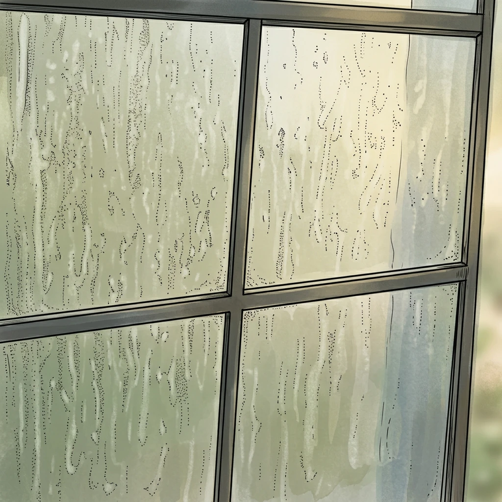 Hard water cleaning before illustration